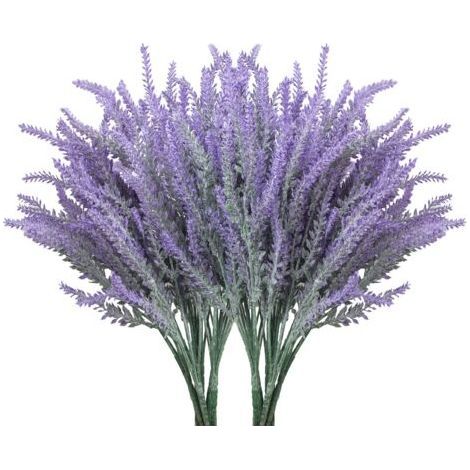 10 fleurs artificielles de lavande violette, fleurs de lavande artificielles floquées pour la maison, le bureau, Noël et les anniversaires
