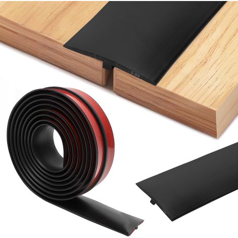 T Barre de Seuil Adhesive, 5 cmx3 m Seuil de Porte Adhesif PVC Profilé de Transition Autocollant,Profilé de Transition Joindre Espaces de Sol pour les Sols en Bois,Les Espaces Entre les Carreaux, Noir (1/5)