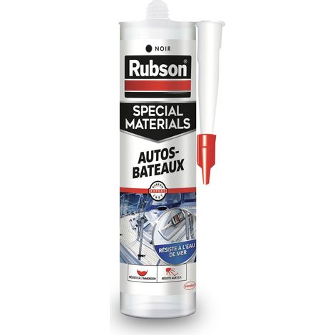 Rubson Mastic Special Materials Autos-Bateaux, mastic noir à base de silicone pour collages et réparations, mastic étanche pour nombreux matériaux, Cartouche de 280 ml