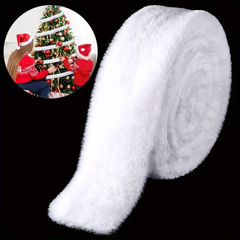 1 morceau de bordure en fausse fourrure de lapin blanche, 5 cm x 5 m - parfait pour les jupes de sapin et les décorations de Noël. (1/3)