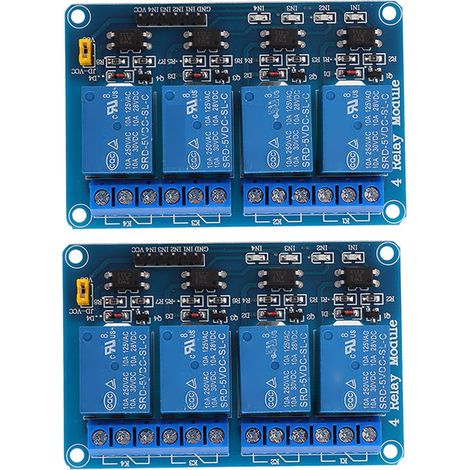 Module Relais 4 Canaux 5V 2Pièces Isolation Optocoupleur ABS Solide pour Automate PLC (1/5)