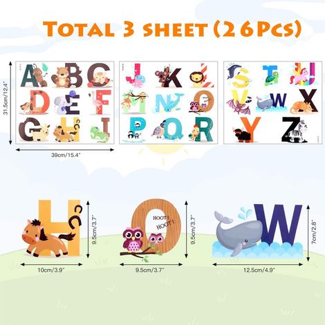 Wandtattoos mit dem englischen Alphabet, Wandtattoos fürs Babyzimmer, Tier-Wandtattoos, Kinderzimmer, Babyzimmer, Wohnzimmerdekoration (1/5)