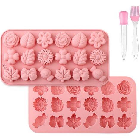 Silikon Blumenformen, 2 teilig Gänseblümchen Schokoladenformen Tulpenform Dachsblatt Geleeform Eiscremeform Puddingform Seifenform Keksform für D (1/5)