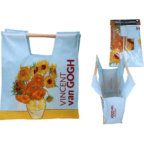 Borsa con manico in legno, girasoli, borsa della spesa in tessuto VAN Gogh (1/5)