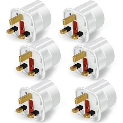 Reiseadapter-Set (6 Stück) Frankreich/Europa auf Großbritannien – Universalstecker England – Konverter Europa 2-polig auf Großbritannien – Weiß (1/2)