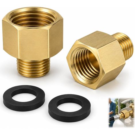 2 Pièces Raccord Gaz Allemand Français, Adaptateur Gaz 1/2 vers 1/4, Raccords Laiton G1/2 Femelle Droite vers G1/4 Mâle Gauche, Adaptateur Tuyau Propane Butane, Connecteur Filetage RH LH Durable (1/5)