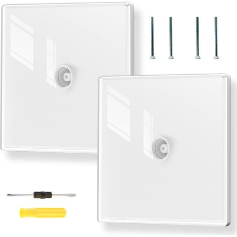 2 Prises murales pour antenne TV, Plaque Murale pour Prise coaxiale TV FM, Plaque, raccord pour Connexion d'antenne FM, Blanc, Panneau en Verre (1/5)