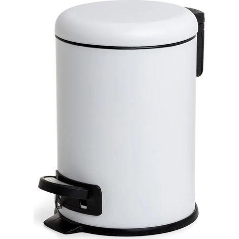 Pattumiera bagno in acciaio inox bianca capacità 3L e secchio interno estraibile (1/4)