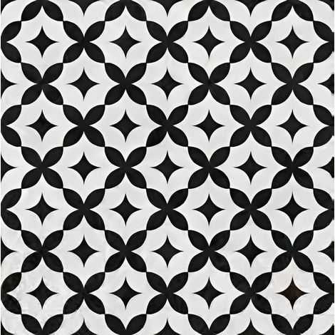 Carrelage carreaux de ciment 20x20 cm – Motif élégance noir et blanc – Revêtement pour sol et mur – Pour espaces intérieurs (1/2)
