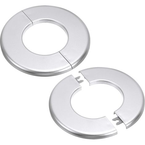 Plaque d'Écussons Auto-Adhésive Ronde 2.52"/64mm, 2pcs Couverture Murale en ABS pour Tuyau d'Eau, Cache Mitigeur Douche Boucles Rosace Robinet Chauffage Plomberie, Argenté (1/5)