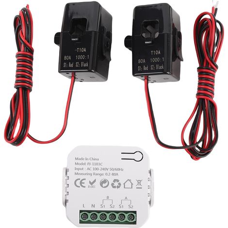 Compteur d'énergie intelligent monophasé bidirectionnel multifonctionnel WiFi électricité avec 2 pinces 80A (1/5)