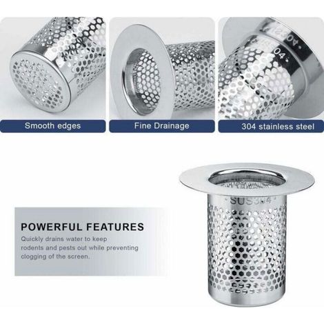 Filtre cheveux pour douche - - 3 pièces - Inox - 5,5 cm diamètre - 5 cm hauteur - Anti corrosion - Antirouille (1/4)