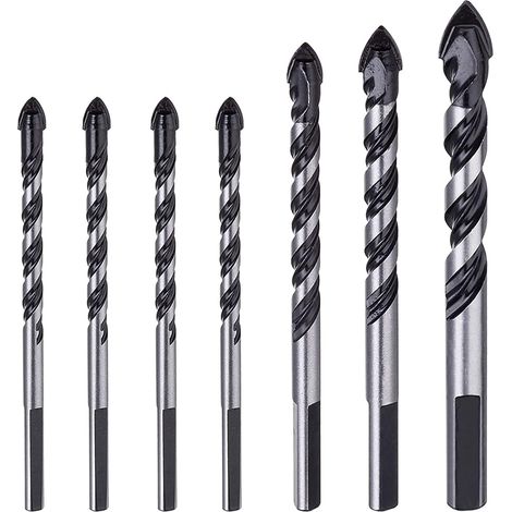 Ensemble de 7 forets à maçonnerie en carbure de tungstène pour porcelaine, carrelage, béton, mur de briques, verre, miroirs, plastique, maçonnerie et
