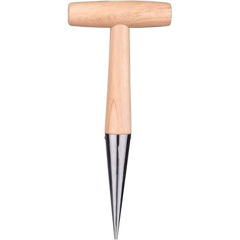 Plantoir de jardin en acier inoxydable de 28 cm avec manche en bois, idéal pour planter des bulbes, semer des graines et repiquer des légumes et des fleurs.