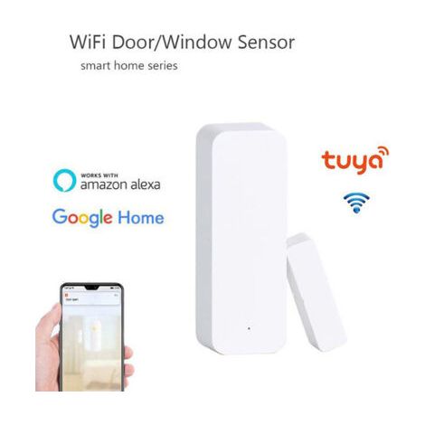 Tuya WIFI Capteur de Porte et Fenêtre Porte Magnétique Smart Home Remote Home Antivol Porte et Fenêtre Prévention des Épidémies et Alarme d'Isolation-(Blanc)-1pcs (1/5)