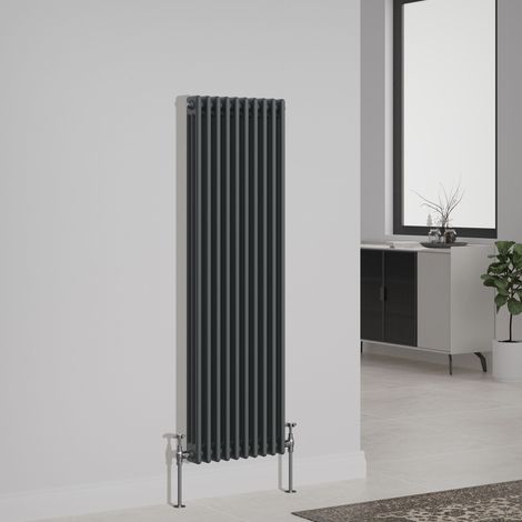 NRG Cast Iron Style Radiator Traditional Anthracite Central Heating Rads Vertical 3 Column 1500x472mm