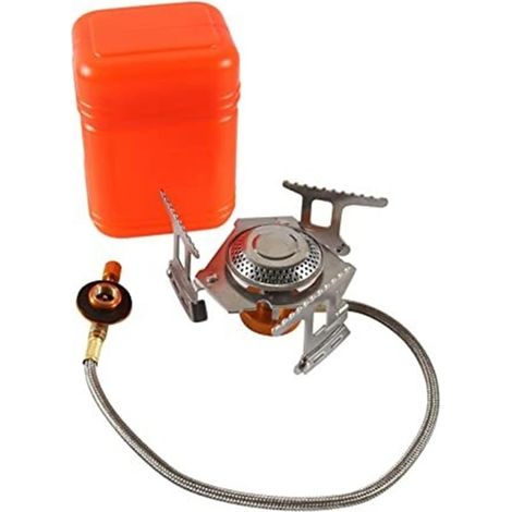 Mini cuisinière à gaz Portable for Le Camping et Les Pique-niques, Fendue d'extérieur Coupe-Vent, en Acier Inoxydable cuivre (1/5)