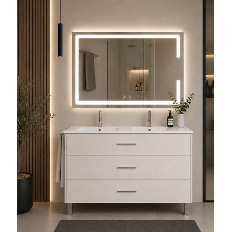 Mueble de baño con lavabo ORIGENBATH RIBERA sin espejo 120x45 cm 2 senos blanco nórdico (1/3)