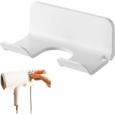 Self Adhesive Hair Dryer Holder Wall Mount Silicone Material Hairdryer Stand Fit for Most Hair Dryer, White
