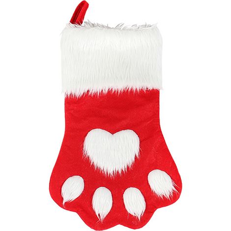 Chaussette De Noël - Pour Chien - Design Patte - Accrochable - Décoration De Noël - Lot De 1 (1/5)