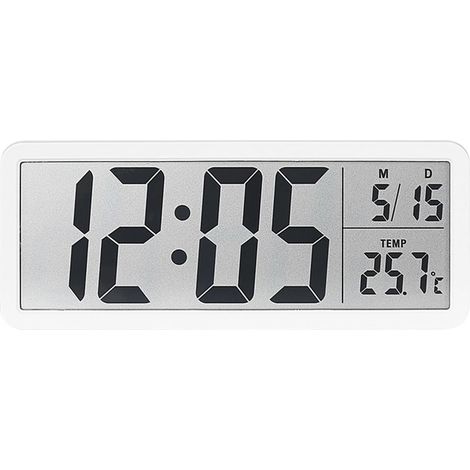 Orologio da parete elettronico LCD con interruttore ℃/℉, temperatura, data, modalità silenziosa, display 12/24 ore, 2 opzioni di posizionamento, facile da usare per la camera da letto e l'arredamento 