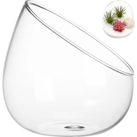 Vase en Verre Transparent découpé en biseau - pour Terrarium - Bonbons - Plat - Pot à Fleurs - Vase à Poisson - Pièce Centrale pour Bougie (Transparent) (1/5)