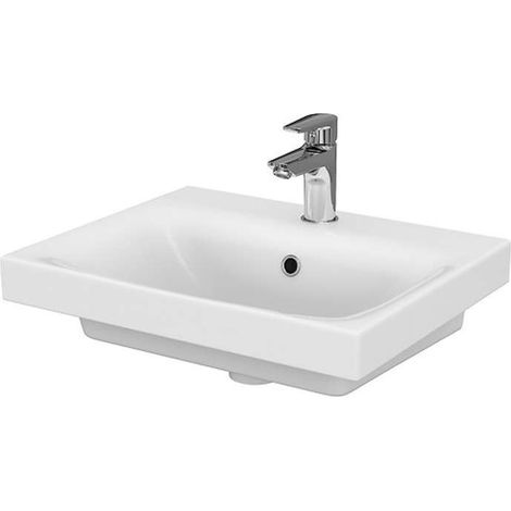 Cersanit Moduo - Lavabo 50x40 cm, con rebosadero, orificio para grifo, blanco K116-009 (1/3)