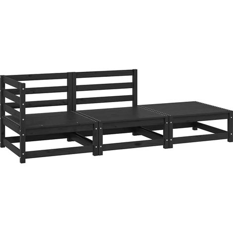 Maison Exclusive - 3-tlg. Garten-Lounge-Set Schwarz Massivholz Ki