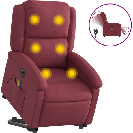 Maison Exclusive - Sillón de masaje elevable eléctrico tela rojo (1/5)