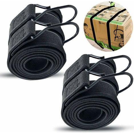 Set of 4 elastic bungee cords with hooks, 2m elastic luggage rack hooks, bicycle luggage rack bungee cords, stretchable rubber strap for luggage, transport, camping, (1/5)