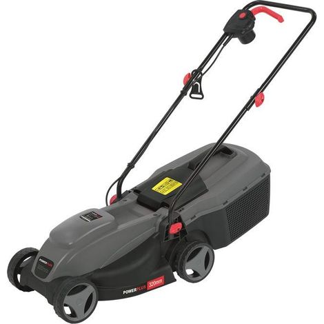 Tondeuse électrique filaire 1000W – Largeur de coupe 32 cm – Hauteur réglable 20-56 mm – Réservoir 30L pour jardin compact – Powerplus (1/5)