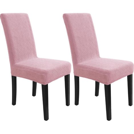 Housses de chaise extensibles motif jacquard losange rose lot de 2 (1/5)