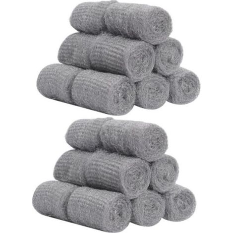 24Pcs Tampon En Laine D\'acier Laine De Fil D\'acier De Polissage Casserole De Laine D\'acier De Nettoyage Bouche-porte Paille (1/4)