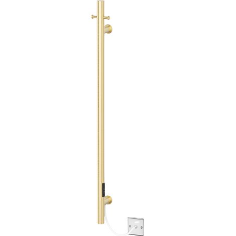 Tain Dry Electric Robe, Towel & Coat Warmer Brushed Brass Stainless Steel 1100mm Height x 38mm Diameter