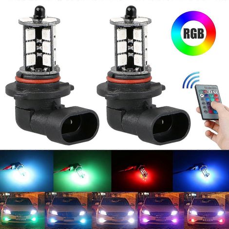 Set mit 2 RGB 9006/5050 LED-Lampen für Autoscheinwerfer und Nebelscheinwerfer, inklusive Fernbedienung, hohe Qualität. – AquaForge