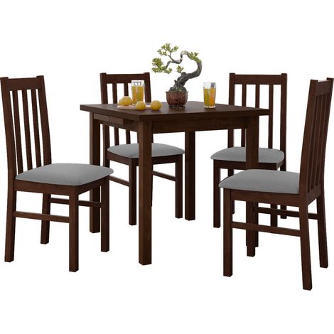 Conjunto de mesas y sillas para comedor Victorville 319, Nuez, 76x80x80cm, Diámetro: 0, Número de asientos: 4, Estilo: Contemporary
