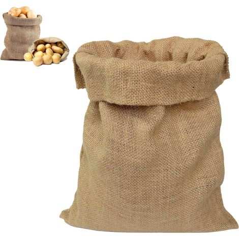 Sac de rangement en toile de jute naturelle – Grand sac de rangement en toile de jute réutilisable et durable pour céréales, légumes, sable et ferme en vrac – 40 x 60 cm – Sac en toile de jute de (1/5)