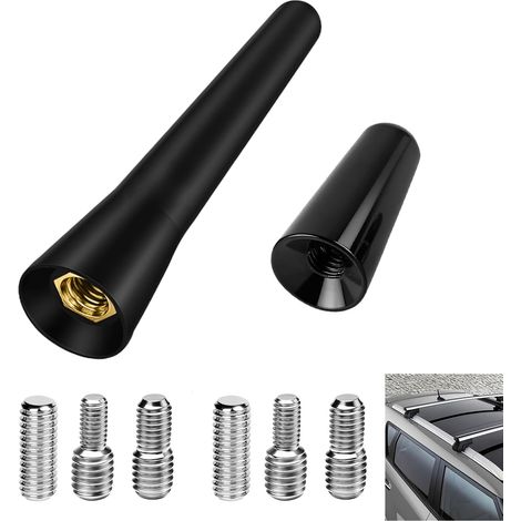 2 Pièces Antenne Voiture, 6.5cm Mini Antenne Voiture Courte et 3 cm, Tige de Réception Courte avec Vis M4/M5/M6, Module pour Réception Radio FM/AM (1/5)