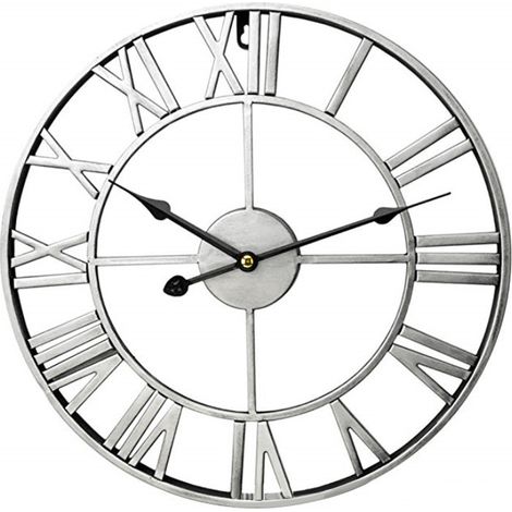 Grande horloge murale de style vintage, en métal, à piles, 40 cm (1/5)