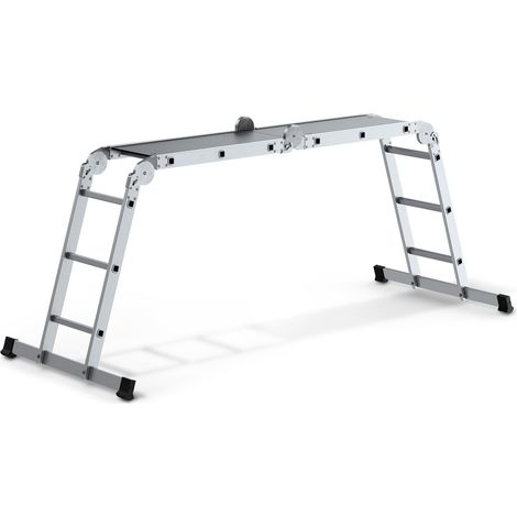 Monmobilierdesign – Échelle modulable aluminium 4x3 – 4 positions d'utilisation – Charge max 150 kg – Charnières autobloquantes – Norme EN 131