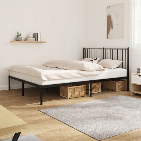 Lit Adulte avec tête de lit magnifique - Cadre de lit métal pour Chambre,Matériau durable noir 160x200 cm -89872 (1/5)
