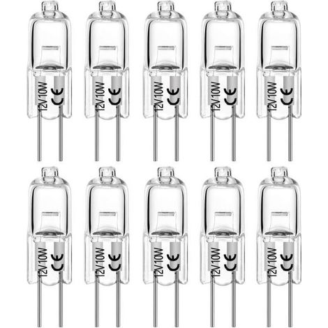 Bulbs halogen G4 10W 12V T3 JC Type 2 pins of replacement of base for landscape under cabinet Puck Light Track (10 Pack) (1/4)