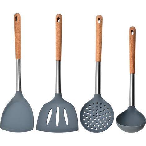 Set Spatules Cuisine Silicone Ustensiles Antiadhésifs Pour Poêles Et Casseroles Lot De 4 (1/5)