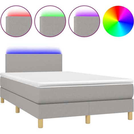 Maison Exclusive - Letto a Molle Materasso e LED Grigio Chiaro 120x200 cm Tessuto