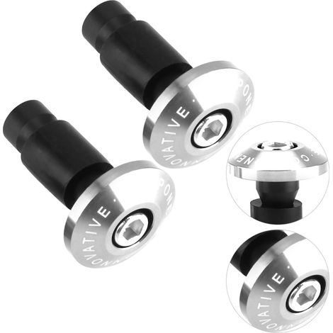 Motorrad-Lenkerendkappen 22 mm 7/8 Zoll, silberne Lenkerprotektoren, Sturzschutzkappen für ATV Offroad, 2-teiliges Set, Rennsport. (1/5)