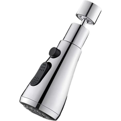 Armaturverlängerung, 360° drehbarer Brausekopf, Brausekopf, drei Strahlarten, silberfarben (1/5)
