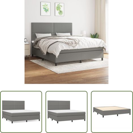 vidaXL Kopfteil - Boxspringbett mit Matratze Dunkelgrau 180x200 cm Stoff (1/5)