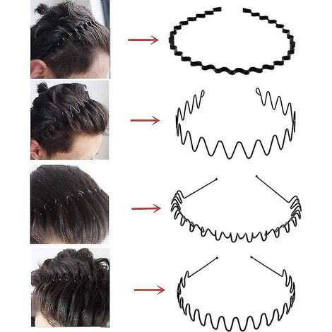 8 Pcs Metal Hair Hoop, Flexible Metal Headband Black Non Slip Hairband, Unisex