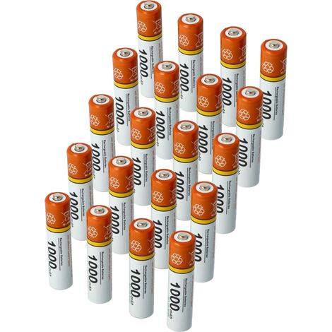 vhbw 20x AAA Micro Battery compatible with Philips SE745, XL340, CD650, CD655, CD445, CD440 Wireless Landline Phone (1000mAh, 1.2 V, NiMH) orange (1/4)