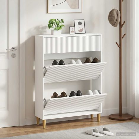 vidaXL Shoe Cabinet ARNHEM 78 x 24 x 103 cm Engineered Wood White (1/5)